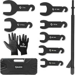 Eleon Pneumatic Fan Clutch Removal Tool Kit - 8PCS Powder Coated Carbon-Steel Penumatic Fan Clutch Wrench Set Compatible with Ford, GM, Chrysler and Jeep