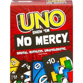 Mattel Games Uno Show ‘em no mercy card Game for Kids و Come and Family Wildies and Travel مع بطاقات إضافية وقواعد خاصة وعقوبات أكثر صرامة