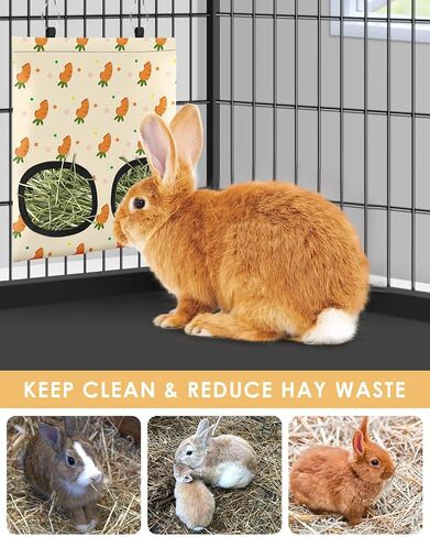 Bissap Rabbit Hay Feeder Bag ، ثقوبان معلقان على قش القش في غينيا ، حقيبة القش مع الجيب الجانبي للأرانب للأرنب Chinchillas الفئران والحيوانات الأليفة الصغيرة الأخرى حيوانات صغيرة - وردي in Kuwait
