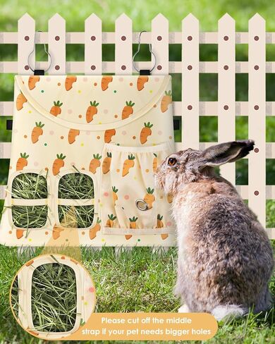 Bissap Rabbit Hay Feeder Bag ، ثقوبان معلقان على قش القش في غينيا ، حقيبة القش مع الجيب الجانبي للأرانب للأرنب Chinchillas الفئران والحيوانات الأليفة الصغيرة الأخرى حيوانات صغيرة - وردي in Kuwait