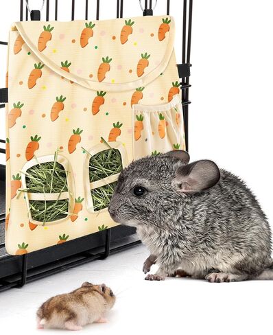 Bissap Rabbit Hay Feeder Bag ، ثقوبان معلقان على قش القش في غينيا ، حقيبة القش مع الجيب الجانبي للأرانب للأرنب Chinchillas الفئران والحيوانات الأليفة الصغيرة الأخرى حيوانات صغيرة - وردي in Kuwait