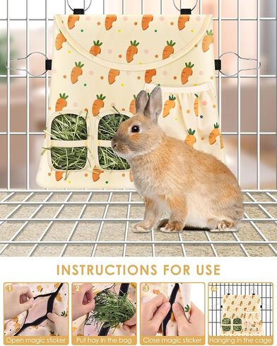 Bissap Rabbit Hay Feeder Bag ، ثقوبان معلقان على قش القش في غينيا ، حقيبة القش مع الجيب الجانبي للأرانب للأرنب Chinchillas الفئران والحيوانات الأليفة الصغيرة الأخرى حيوانات صغيرة - وردي in Kuwait