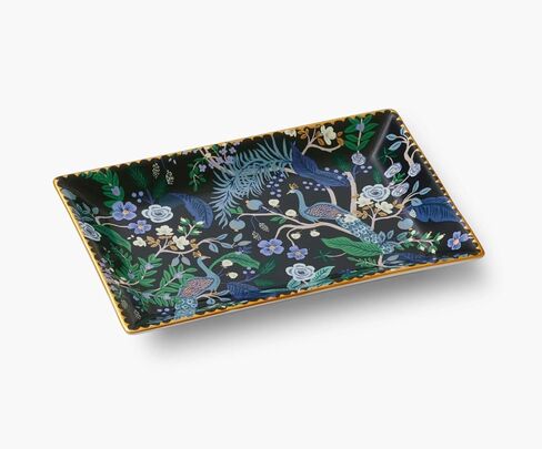 RIFLE PAPER CO. Curio Large Catchall Tray - Porcelain Storage Tray, Colored Illustrations and Metallic Gold Accents, 10" L x 6" W x 1" H, Perfect for Trinkets, Keys, Mail, and Jewelry in Saudi Arabia