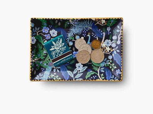 RIFLE PAPER CO. Curio Large Catchall Tray - Porcelain Storage Tray, Colored Illustrations and Metallic Gold Accents, 10" L x 6" W x 1" H, Perfect for Trinkets, Keys, Mail, and Jewelry in Saudi Arabia