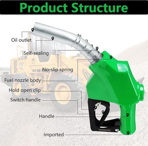 Azdele 1 بوصة NPT Green Auto إيقاف فوهة الوقود 1-3/16 بوصة (OD = 30 مم) 3 سرعات القفل عقد مقطع مفتوح ، Max التدفق in Kuwait
