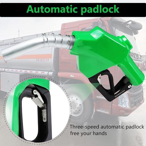 Azdele 1 بوصة NPT Green Auto إيقاف فوهة الوقود 1-3/16 بوصة (OD = 30 مم) 3 سرعات القفل عقد مقطع مفتوح ، Max التدفق in Kuwait