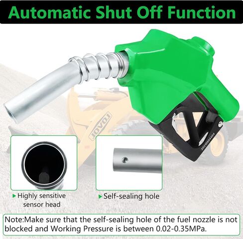 Azdele 1 بوصة NPT Green Auto إيقاف فوهة الوقود 1-3/16 بوصة (OD = 30 مم) 3 سرعات القفل عقد مقطع مفتوح ، Max التدفق in Kuwait