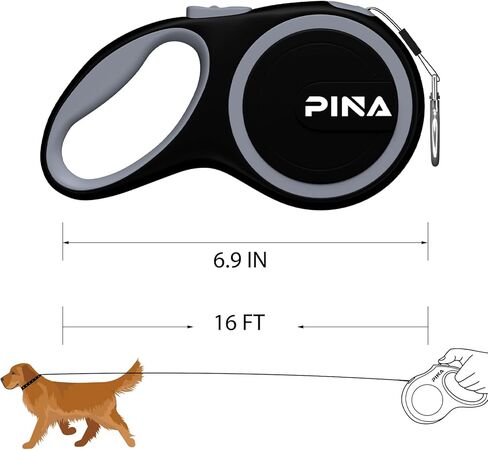 مقود الكلب القابل للسحب ، مقود الكلب 26 قدمًا للكلاب الكبيرة المتوسطة الكبيرة التي يصل إلى 110 رطلاً ، وشريط نايلون عاكس قوي 360 درجة ، مع مقبض مضاد للانزلاق ، فرامل بيد واحدة ، قفل-أزرق أسود in Kuwait