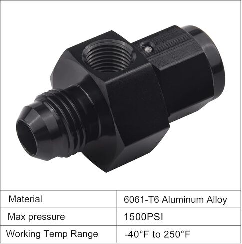 EVIL ENERGY 6AN Male Flare to -6 Female Swivel with 1/8 NPT Gauge Port Fuel Pressure Take Off Fitting Adapter Aluminum in Kuwait