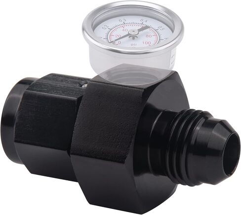EVIL ENERGY 6AN Male Flare to -6 Female Swivel with 1/8 NPT Gauge Port Fuel Pressure Take Off Fitting Adapter Aluminum in Kuwait