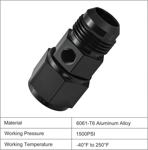 EVIL ENERGY 6AN Male Flare to -6 Female Swivel with 1/8 NPT Gauge Port Fuel Pressure Take Off Fitting Adapter Aluminum in Kuwait
