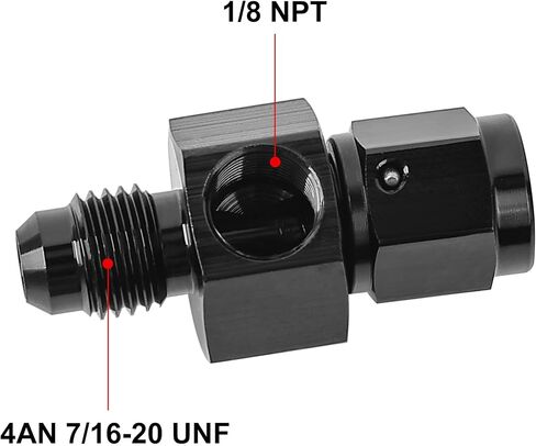 EVIL ENERGY 6AN Male Flare to -6 Female Swivel with 1/8 NPT Gauge Port Fuel Pressure Take Off Fitting Adapter Aluminum in Kuwait
