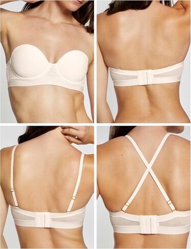 Pepper MVP Multiway Strapless Bra for Women | Underwire, Lightly Lined Cups, Multi-Way Convertible Straps | Strapless Bra for Small Chested Women | Black Strapless Bra in Kuwait