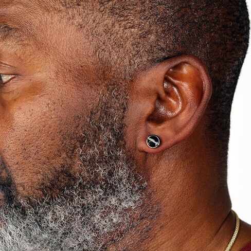 حلق دائري للرجال من الفولاذ المقاوم للصدأ مع طلاء أصفر أو أسود - مسمار خلفي بعرض 9 ملم من مجوهرات مترو in Kuwait