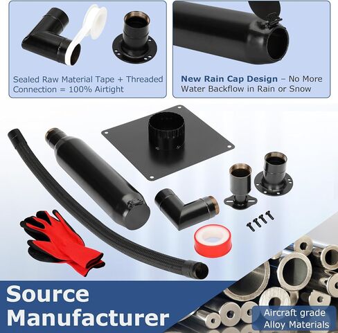 2025 Upgrade Generator Exhaust Extension Silencer Kit with Two Universal Adapters,Threaded Connector, Rain Cap and 90° Elbow–Leakproof, Weatherproof & Flexible Muffler Upgrade for Portable Generators in Saudi Arabia
