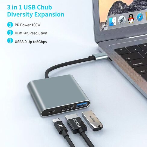 موزع USB C، محول 7 في 1، محول متعدد المنافذ مع 4K HDMI، 1USB C و2USB A، PD 100W، SD/TF، ​​محطة إرساء USB C لأجهزة MacBook Air/Pro، iPad، Windows، Steam Deck، Switch in Kuwait