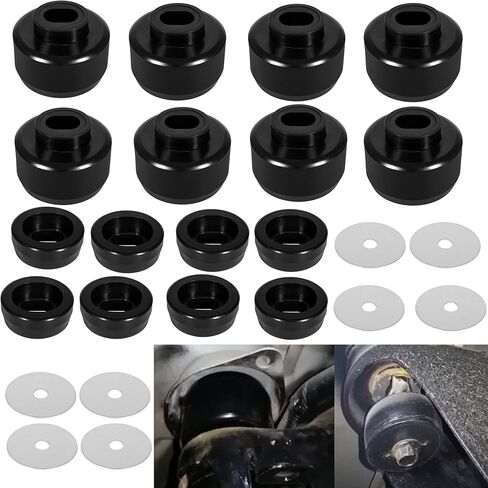 7-141 Body and Cab Mount Bushing Kit Compatible with Chevy Silverado & Sierra 1500 2500 2WD 4WD 1999-2014 Polyurethane Body Cab Mounts + Washers Black (24PCS) in Kuwait