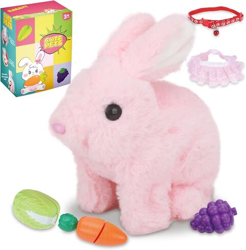Little Live Pets-Inspired Plush Bunny - Interactive Electronic Rabbit Toy with Jumping, Wiggling Ears, and Fun Accessories for Kids 3+.Ideal Gift for Kids’ Birthday, Christmas, or Easter!(Brown) in Kuwait