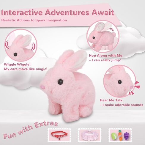 Little Live Pets-Inspired Plush Bunny - Interactive Electronic Rabbit Toy with Jumping, Wiggling Ears, and Fun Accessories for Kids 3+.Ideal Gift for Kids’ Birthday, Christmas, or Easter!(Brown) in Kuwait