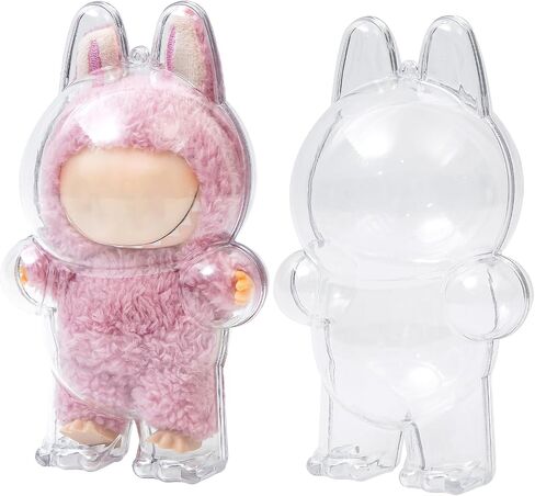 Clear Figure Display Bag with Keychain, Plastic Protective Cover for Figure Display Bag Figure Case, Storage Transparent PVC Bag Hanging Model Walking Display Bag (Doll Not Include, Style B Sitting) in Kuwait