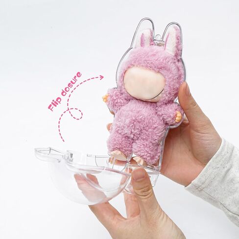 Clear Figure Display Bag with Keychain, Plastic Protective Cover for Figure Display Bag Figure Case, Storage Transparent PVC Bag Hanging Model Walking Display Bag (Doll Not Include, Style B Sitting) in Kuwait
