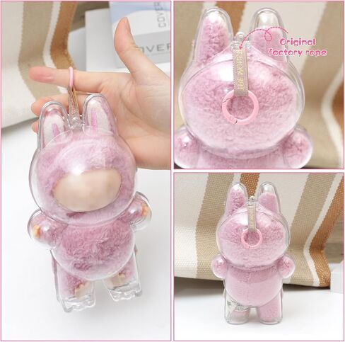Clear Figure Display Bag with Keychain, Plastic Protective Cover for Figure Display Bag Figure Case, Storage Transparent PVC Bag Hanging Model Walking Display Bag (Doll Not Include, Style B Sitting) in Kuwait