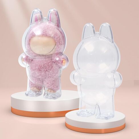 Clear Figure Display Bag with Keychain, Plastic Protective Cover for Figure Display Bag Figure Case, Storage Transparent PVC Bag Hanging Model Walking Display Bag (Doll Not Include, Style B Sitting) in Kuwait