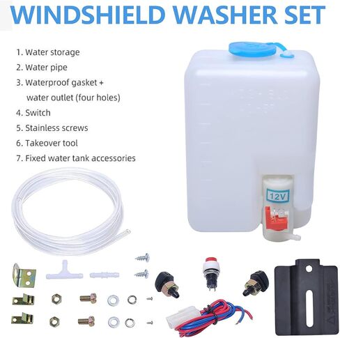 Wadoy Universal Windshield Washer Pump Reservoir Kit 99300 Fluid Reservoir Tank Bottle with Pump in Saudi Arabia