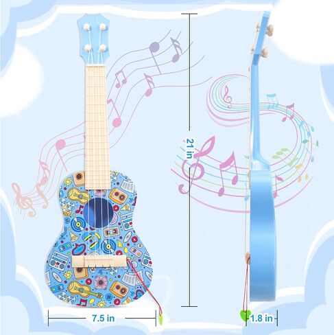 Leeqee 21in Graffiti Consulele Duity Guitar for Kids ، 4 Strings Kids Guitar Duitulele Musical Expressions Learning Teachational Toys with 3 4 5 6 7 8 9 10 11 12 Kids Toddler Boys Girls (Pink) in Kuwait