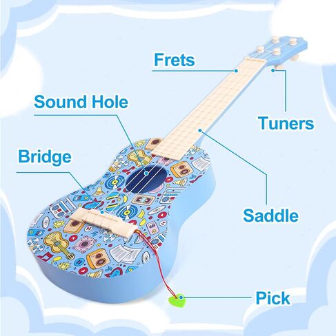 Leeqee 21in Graffiti Consulele Duity Guitar for Kids ، 4 Strings Kids Guitar Duitulele Musical Expressions Learning Teachational Toys with 3 4 5 6 7 8 9 10 11 12 Kids Toddler Boys Girls (Pink) in Kuwait