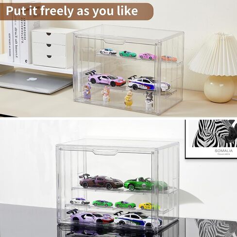 Acrylic Display Case for Collectibles 3 Layer Adjustable Figure Display Case with Magnetic Door Clear Stackable Display Box for Figures Showcase 2Pack in Kuwait