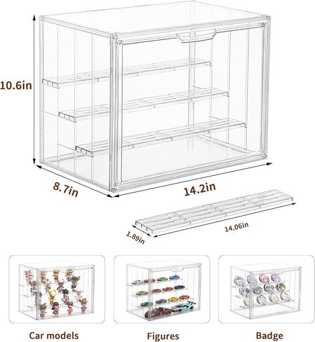 Acrylic Display Case for Collectibles 3 Layer Adjustable Figure Display Case with Magnetic Door Clear Stackable Display Box for Figures Showcase 2Pack in Kuwait