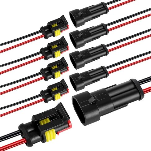 2 Pin Waterproof Wire Connector，18AWG 10cm Male and Female Wire Connector Suitable for Car, Truck, Boat, and Various Applications (5 Pack) in Saudi Arabia