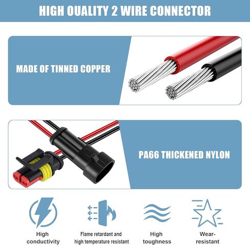 2 Pin Waterproof Wire Connector，18AWG 10cm Male and Female Wire Connector Suitable for Car, Truck, Boat, and Various Applications (5 Pack) in Saudi Arabia