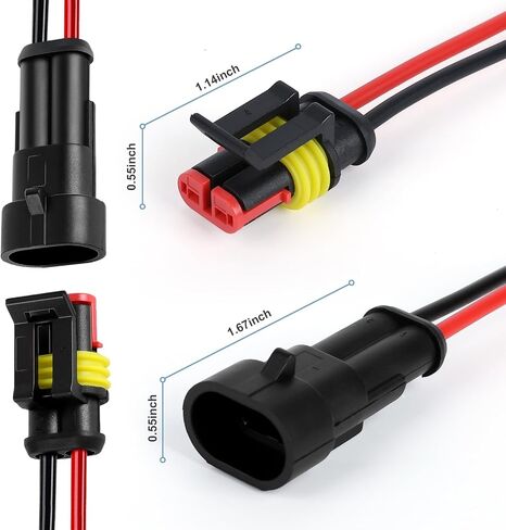 2 Pin Waterproof Wire Connector，18AWG 10cm Male and Female Wire Connector Suitable for Car, Truck, Boat, and Various Applications (5 Pack) in Saudi Arabia
