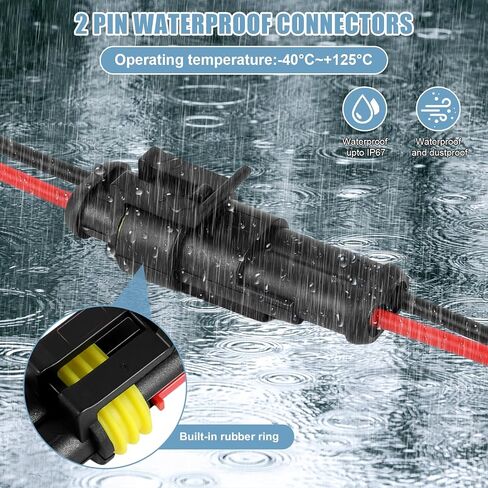 2 Pin Waterproof Wire Connector，18AWG 10cm Male and Female Wire Connector Suitable for Car, Truck, Boat, and Various Applications (5 Pack) in Saudi Arabia