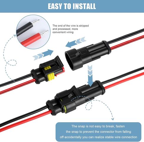2 Pin Waterproof Wire Connector，18AWG 10cm Male and Female Wire Connector Suitable for Car, Truck, Boat, and Various Applications (5 Pack) in Saudi Arabia