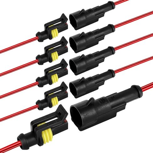 2 Pin Waterproof Wire Connector，18AWG 10cm Male and Female Wire Connector Suitable for Car, Truck, Boat, and Various Applications (5 Pack) in Saudi Arabia