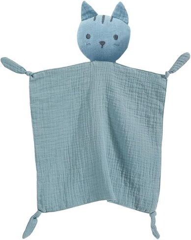 Insular Lovey Blanket for Boys and Girls, Organic Cotton Muslin Security Blanket for Babies, Soft Breathable Lovie Soothing Towel for Newborn and Infant, Khaki Cat in Saudi Arabia