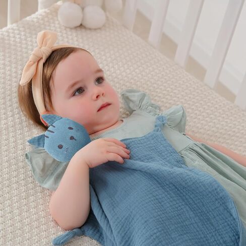 Insular Lovey Blanket for Boys and Girls, Organic Cotton Muslin Security Blanket for Babies, Soft Breathable Lovie Soothing Towel for Newborn and Infant, Khaki Cat in Saudi Arabia