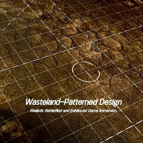 44'' x 60'' Battle Mat Gridded War-Gaming Mat for WH40K, DND, Wargame RPG and Other Tabletop Games - Made of Synthetic Leather, Wasteland Patterned in Kuwait