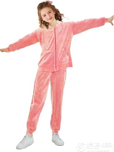 Girls Velour Tracksuit Sweatsuits Set 2 Piece Outfits Zip Up Hoodies and Pants Sportswear Jogging Suit in Saudi Arabia