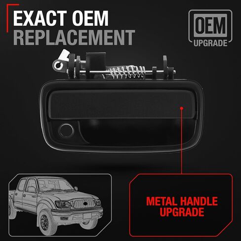 Exterior Front Driver Door Handle Replacement, Upgraded Metal - Compatible with 1995-2004 Toyota Tacoma - Textured Black - OEM 69220-35020, 79344, 91319, TO1310117 in Kuwait