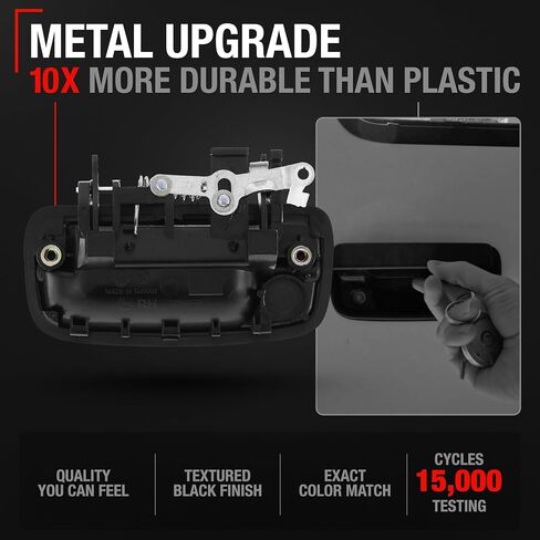 Exterior Front Driver Door Handle Replacement, Upgraded Metal - Compatible with 1995-2004 Toyota Tacoma - Textured Black - OEM 69220-35020, 79344, 91319, TO1310117 in Kuwait