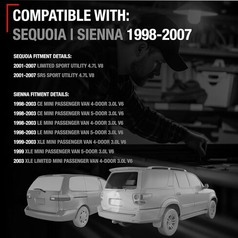 مجموعة مقبض الباب الخلفي ، المعادن المطورة - متوافق مع 1998-2003 تويوتا سيينا ، 2001-2007 تويوتا سيكويا - مقبض صندوق الباب الخلفي لبث خلفي - OEM 69090-08010 ، 79600 ، TO1820100 in Kuwait