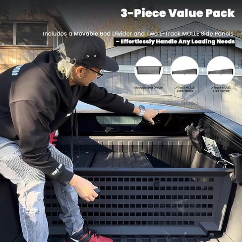 Truck Bed Divider Cybertruck Accessories Cargo Divider Aluminum Molle Panels Enhanced Cargo Storage in Saudi Arabia