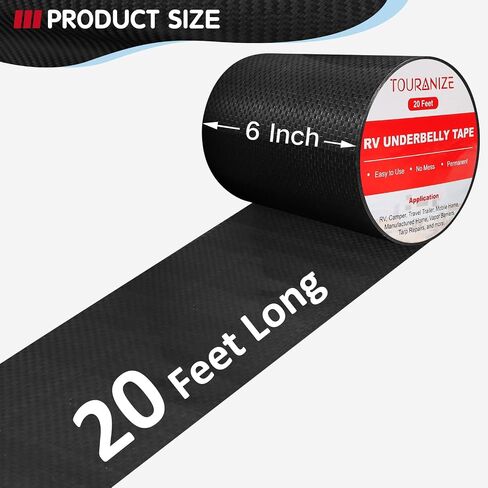 RV Underbelly Material RV underbelly Tape ، 4 '× 20' شريط بطن مرن مقاوم للماء مع لاصق دائم الختم للمنزل المتنقل ، مقطورة سفر العربة ، تصحيح إصلاح المسيل للدموع ، أسود in Saudi Arabia