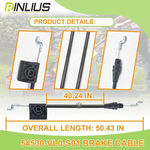 54530-VL0-S01 Brake Cable for Honda 21" HRR216 HRX217 Walk-Behind Lawn Mowers fits Honda HRR216K9, HRR216K10, HRR216K11, HRX217K1, HRX217K3, HRX217K5, HRX217K6 Lawn Mower in Saudi Arabia