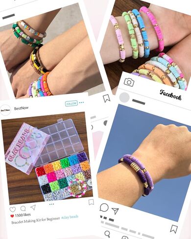 BestNow Clay Beads Bracelet Making Kit 5000 Pcs Friendship Bracelet Kits Flat Beads for Jewelry Making Polymer Heishi Beads Set for Bracelet Necklace DIY Crafts Gift for Girls Ages 6-12 in Kuwait
