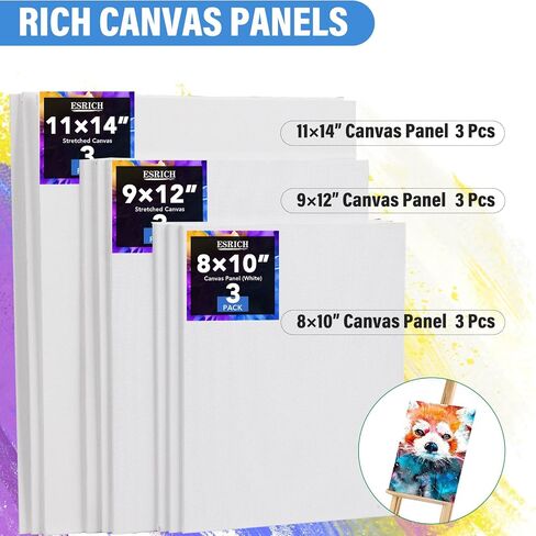 ESRICH 78PCS Acrylic Paint Canvas Set, Watercolor Paint Set, Acrylic Paint Set,Oil Paint Set with Wood Easel,Brushes, Canvases,Panel, Art Painting Supplies Kit for Kids,Students, Artists and Beginner in Kuwait